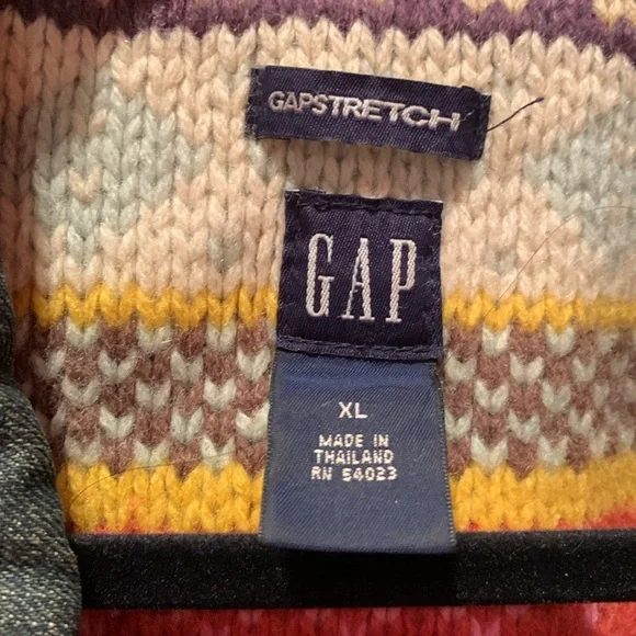 GAP Dark Blue Jean Jacket with Multicolor Inner Lining - Picture 2 of 11
